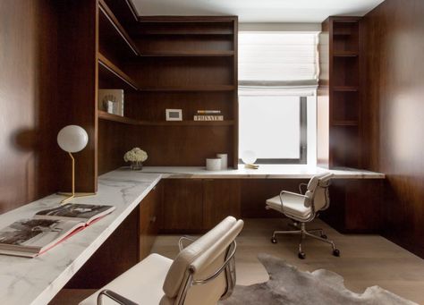 Tamara Magel, Walnut Office, Calcutta Gold, Corporate Office Design, New York Photos, Supplies Organization, Marble Design, Office Interior Design, Home Office Design