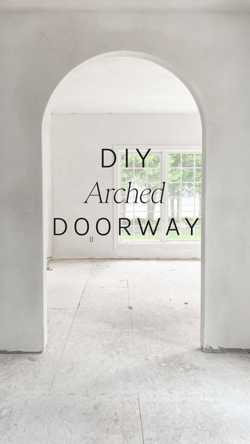 Arch Room Entrance, How To Make Arch Doorway, Diy Arch Entryway, Diy Arched Front Door, Door Arches Interior, How To Build An Archway, Diy Drywall Arch, Brick Arched Doorway, Diy Arch Doorway Door Casing