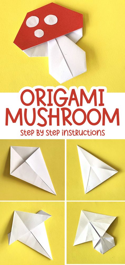 Step By Step Mushroom, Origami Mushroom, Toadstool Craft, Cottage Core Crafts, Autumn Craft, Origami Step By Step, Mushroom Crafts, Fun Fall Crafts, Origami Fish