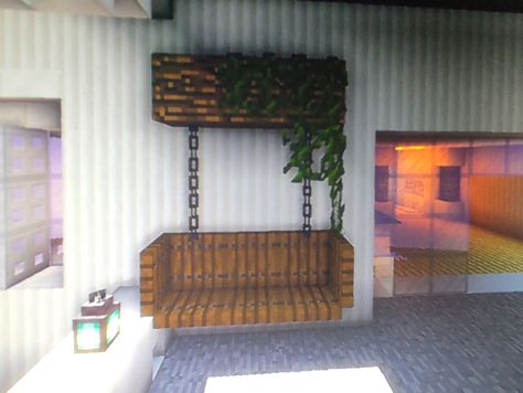 Hanging Chair Minecraft, Minecraft Rooms Idea, Dresser In Minecraft, Minecraft Cottage Living Room, How To Make A Bench In Minecraft, Garden Idea Minecraft, Table And Chair Minecraft, Cute Room Minecraft, Minecraft House Plant Ideas