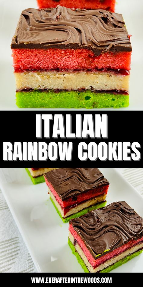 Almond Sponge Cake, Rainbow Cookies Recipe, Italian Rainbow Cookies, Italian Christmas Cookies, Italian Cookie Recipes, Italian Cake, Burst Of Color, Rainbow Cookies, Italian Cookies