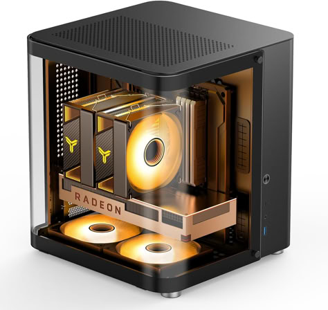 -JONSBO TK-1 BLACK Separated Cabinet Case, MICRO-ATX /MATX/Mini-ITX Desktop Case- compact size,2.5 surface curved glass perspective, suitable for desktop multi-angle arbitrary placement of display surface -Double curved glass+Aluminum alloy shell -Vertical air duct - Top plate 120mm * 2 (support 240 AIO), Bottom 120mm * 2 (fan position) -Air-cooling support: 165mm(Max. Height ) Micro Atx Build, Mini Itx Case, Itx Case, Custom Computer Case, Computer Diy, Itx Pc, Pc Build, Custom Computer, Computer Tower