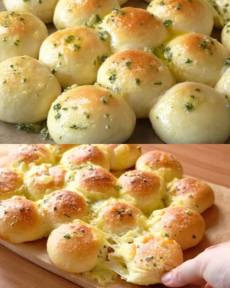 Stuffed Mozzarella Garlic Bread - Greenku Recipes Stuffed Garlic Bread Recipe, Soft Fluffy Bread, Bread Balls, Garlic Rolls, Fluffy Bread, Garlic Knots, Garlic Butter Sauce, Cinnamon Rolls Homemade, Recipes Homemade