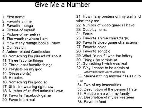 "Give Me A Number" Game Give Me A Number Questions, Pick A Number And Ill Answer Honestly, Pick A Number Game Questions, Number Game Questions, Give Me A Number, The Number Game, Questions Snapchat, Choose A Number, Pick A Number