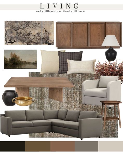 Serene Spaces Living Gold Brass … curated on LTK Transitional Living Rooms With Fireplace, Earth Tone Home Decor Living Rooms, Modern Classic Minimalist Interior, Rowe Sectional Sofa, Monochromatic Neutral Living Room, Rugs And Pillows Living Room, Japandi Contemporary Living Room, Grey And Brown Boho Living Room, Bold Neutral Living Room