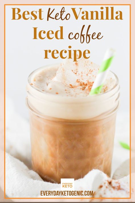 Start your morning off with this delicious Keto Iced Coffee Recipe. It’s a lot easier than you realize and it’s great for using leftover coffee. Vanilla, heavy cream, and brewed coffee come together to create the perfect keto beverage. Keto Iced Coffee Recipe, Sugar Free Iced Coffee, Keto Iced Coffee, Vanilla Iced Coffee Recipe, Leftover Coffee, Keto Coffee Creamer, Vanilla Iced Coffee, Keto Coffee Recipe, Matcha Latte Recipe