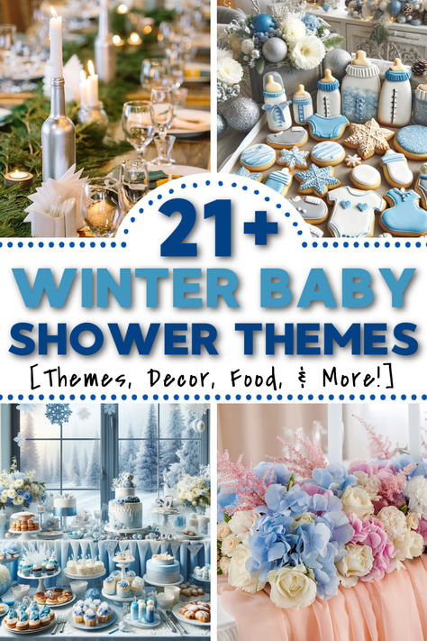 Are you looking for winter baby shower themes? We've got 21+ unique winter baby shower theme ideas full of inspiration. Winter baby shower decor ideas your guests will rave about! Winter baby shower invitations and winter baby shower games that are not boring! Baby Shower Themes Winter Boy, Winter Time Baby Shower Ideas, Ski Themed Baby Shower Ideas, Fall Winter Baby Shower Ideas, Baby Boy Shower Themes Winter, Blue Christmas Baby Shower Ideas, Cozy Winter Baby Shower Theme, December Themed Baby Shower Ideas, Baby Shower In January Ideas