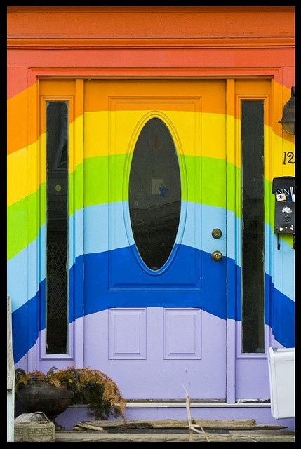 Wall #color #rainbow #flat Rainbow Door, Rainbow Metal, When One Door Closes, Cool Doors, Rainbow Aesthetic, Gay Marriage, Old Doors, Unique Doors, Door Color