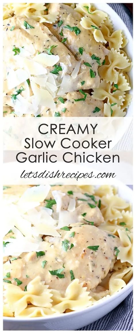 Slow Cooker Garlic Chicken, Chicken Slow Cooker, Garlic Chicken Recipe, Chicken Dishes Easy, Creamy Garlic Chicken, Garlic Chicken Recipes, Crockpot Dishes, Crock Pot Slow Cooker, Creamy Garlic