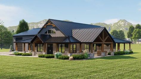 Industrial Ranch House, Square Barndominium, Ranch Style Bardominium, Hybrid Barndominium, Barnaminium House, Craftsman Barndominium, Barndimonium House, Metal Building Homes Floor Plans, Ranch Style Barndominium