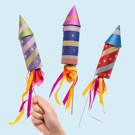 Bonfire Night Rockets | Bonfire Night Kids Crafts, Bonfire Night Kids, Bonfire Night Activities, Bonfire Night Crafts, Bonfire Night Food, Fireworks Craft For Kids, Rocket Craft, Firework Painting, Fireworks Craft