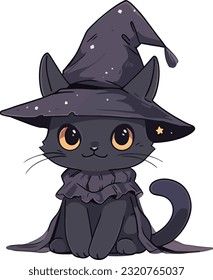 Halloween Cats Art, Fluffy Cat Drawing, Gato Halloween, Cute Halloween Drawings, Black Cat Drawing, Kawaii Cat Drawing, Cartoon Witch, Witch Drawing, Koci Humor