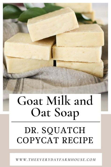 Cold Process Goat Milk Soap Recipe With Oatmeal | Dr. Squatch Deep Sea Goat Milk Copycat - The Everyday Farmhouse Homemade Goat Soap, Cold Process Goats Milk Soap Recipe, Oat Milk Soap Recipe, Goat Milk Soap Recipe Cold Process, Fresh Goat Milk Soap Recipe, Goat Soap Recipe Homemade, Goat Milk Shampoo Bar Recipe, Goat Soap Recipe, Goats Milk Recipes