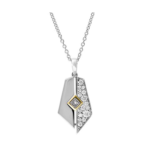 14Kt White Yellow Gold Diamond 1/3Ctw PendantMetal : 14K White Yellow GoldStone Shape :Princess & RoundStone Quantity :17Stone Weight :0.33 ctw Yeprem Jewelry, Redesign Ideas, Geometry Jewelry, Vintage Gold Brooch, Gold Jewelry Stores, White Gold Pendant, Gold Ring Designs, Gold Brooch, Cz Jewelry