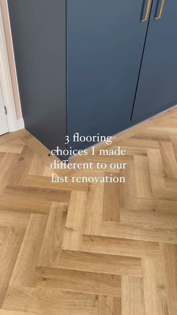 Holly | Renovation & interiors on Instagram: "Using knowledge gained from our past few renovations, this time around I made a few different choices when it came to the flooring… 1. This time I went for LVT throughout downstairs instead of engineered wood. It’s so much easier to clean, much more hardwearing, cheaper (depending on which LVT you go for) and still looks and feels real. Ours is the Highland Oak Classic herringbone LVT from @invictuscarpetflooring 2. Synthetic carpet instead of woo Lvt Wood Look Flooring, Lvt Wood Flooring, Lvt Oak Flooring, Herringbone Engineered Wood Floor, Herringbone Lvt Floor Kitchen, Lvt Kitchen Flooring, Kitchen Lvt Flooring Ideas, Lvt Herringbone Flooring, Herringbone Lvt Floor