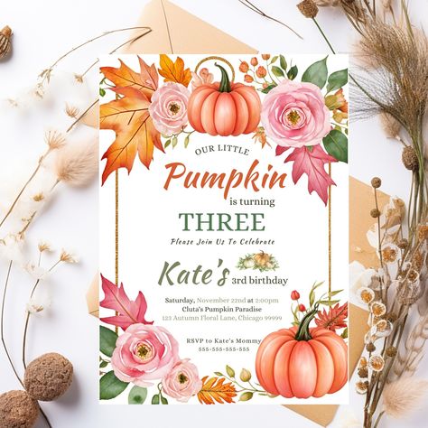 🎃 Celebrate Your Little Pumpkin's Special Day! 🎃 Our Editable Pumpkin 1st Birthday Invitation is perfect for your sweet one’s birthday bash! 🍂✨ 💖 Pink & Gold Floral Design 🌸 🍁 Fall & Autumn-Themed Party Invite 🍁 💌 Easily customizable in Canva—change name, date, and more! 🖥️💾 🎀 Instant Download, Printable & Shareable! 🎀 Use it for a first birthday, fall gathering, or any autumn celebration! Check out the link in bio to get yours today! 📥 Autumn-Themed #FirstBirthday #PumpkinInvite #FallBi... Fall Birthday Themes, Autumn Celebration, Pumpkin 1st Birthdays, Fall Gathering, 1st Birthday Invitation, Girl Birthday Themes, Fall Birthday, 1st Birthday Invitations, Party Invite