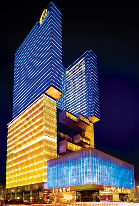 StarWorld Hotel & Casino of #Macau. For more casino news follow us on Twitter : https://twitter.com/HCTrip Casino Architecture, Commercial Facade, Facade Lighting, Casino Hotel, Vegas Hotel, Creative Photography Techniques, Ultra Modern, Facade Architecture, Famous Places