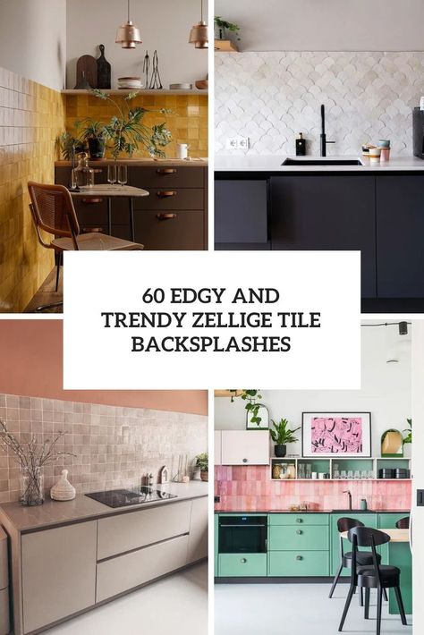 Edgy And Trendy Zellige Tile Backsplashes Cool Backsplash Ideas Kitchen, Zellige Kitchen Backsplash, Kitchen Zellige, Dark Tile Backsplash, Zellige Tile Kitchen, Zellige Tile Backsplash, Backsplash Tile Ideas, Kitchen Wall Tiles Design, Trendy Kitchen Design