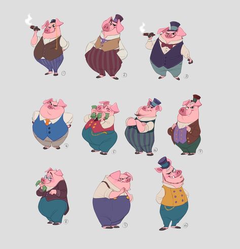 Mr Cash, the mayor, Martina Petrova on ArtStation at https://www.artstation.com/artwork/2xEw0y Three Pigs, Pig Character, Pig Illustration, Pig Art, Pig Cartoon, Cartoon World, Three Little Pigs, Illustration Character, Cartoon Character Design