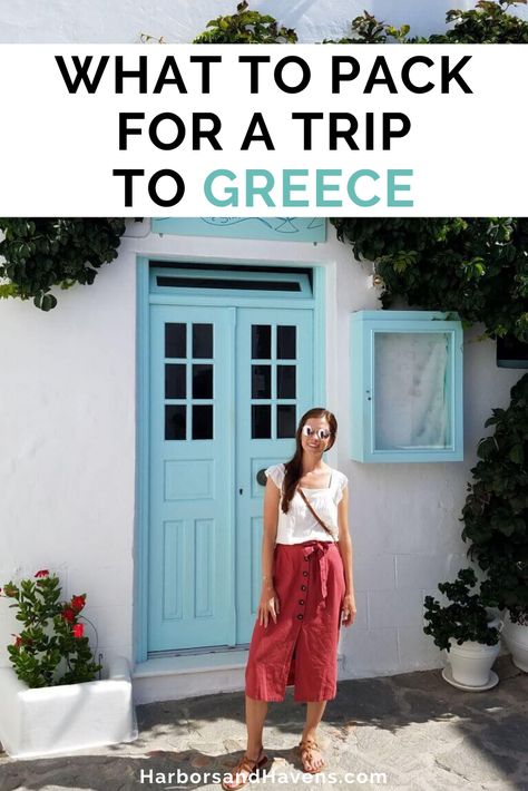 Greece Outfit Ideas 2023, How To Pack For Greece In A Carry On, Touring Greece Outfits, Outfits Ideas For Greece, Greece Couple Outfits, Outfits For Mykonos Greece, Greek Honeymoon Outfit, Athens Outfit Ideas Spring, Dresses To Wear In Greece