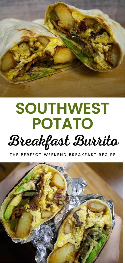 Start your weekend off right with this delicious Southwest Potato Breakfast Burrito! This hearty dish is packed with fluffy potatoes, savory spices, and your choice of protein, all wrapped in a warm tortilla. It’s the ultimate way to enjoy breakfast and is perfect for those lazy weekend mornings. Try this Southwest breakfast burrito recipe for a satisfying meal that the whole family will love. These easy breakfast burritos are not only quick to prepare but also customizable! Potato Breakfast Burrito, Southwest Breakfast Burrito, Southwest Breakfast, Weekend Breakfast Recipes, Southwest Sauce, Italian Breakfast Recipes, Breakfast Burrito Recipe, Italian Sausage Sandwich, Easy Breakfast Burritos