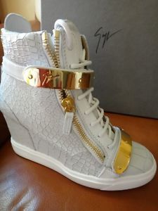 NIB Giuseppe Zanotti Croc Leather Gold Tone Bar Wedge High-Top Sneakers Wedge High Tops, Zanotti Sneakers, Giuseppe Zanotti Sneakers, Gold Sneakers, Zanotti Shoes, Giuseppe Zanotti Shoes, Glitter Sneakers, Croc Leather, Wedge Sneakers