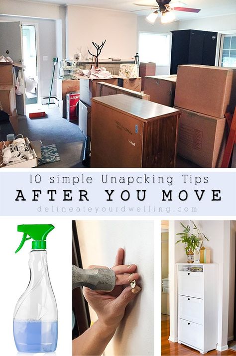 Move In Organization Ideas, Moving Minimalist Tips, Things To Do When You Move Into New Home, Moving During Christmas, How To Move Into A New House, Organizing A New Home, New Home Tips, Organizing New Home, How To Unpack After Moving