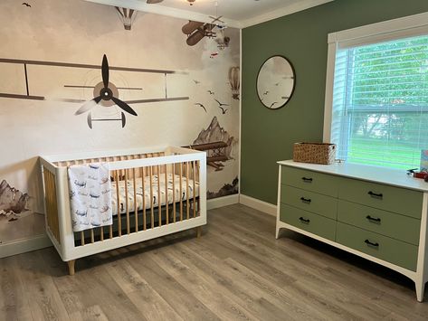 Old Fashioned Airplane Nursery, Aviator Nursery Theme, Antique Airplane Nursery, Air Plane Nursery Theme, Airplane Boy Nursery, Boy Nursery Airplane Theme, Airplane Room For Boys, Aviation Nursery Theme, Baby Boy Airplane Nursery