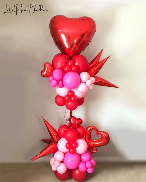 Let’s Pop A Balloon on Instagram: “Ceazy love crazy tower ❤️ #balloons #balloonista #balloon #ballooncolumn #balloonstylist #balloondecorator #balloondecor…” Balloon Arch Birthday Party, Valentines Balloons Decorations, Valentines Balloons Bouquet, Valentines Window Display, Balloon Decoration Ideas, Fun Valentines Day Ideas, Balloon Bouquet Diy, Balloon Tower, Beautiful Balloons