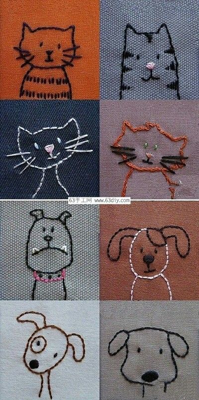 Sew cute Embroidery Animals, Hantverk Diy, Pola Bordir, Sew Ins, Hand Embroidery Tutorial, Pola Sulam, 자수 디자인, Simple Embroidery, Needle Work