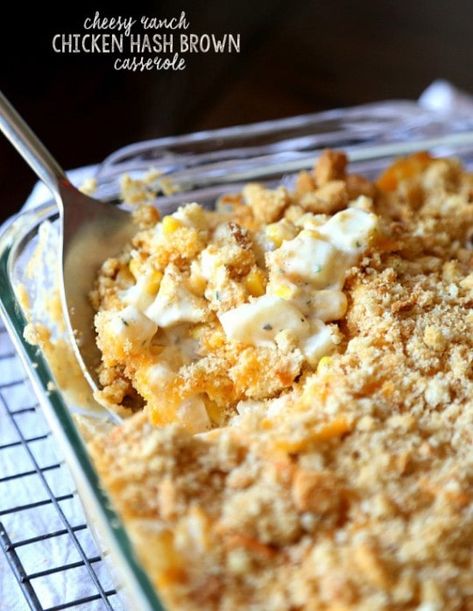 Cheesy Ranch Chicken, Chicken Hash, Chicken Hashbrown Casserole, Hashbrown Casserole Easy, Easy Chicken Casserole Recipes, Cheesy Ranch, Chicken Casserole Easy, Hash Brown Casserole, Food Chicken