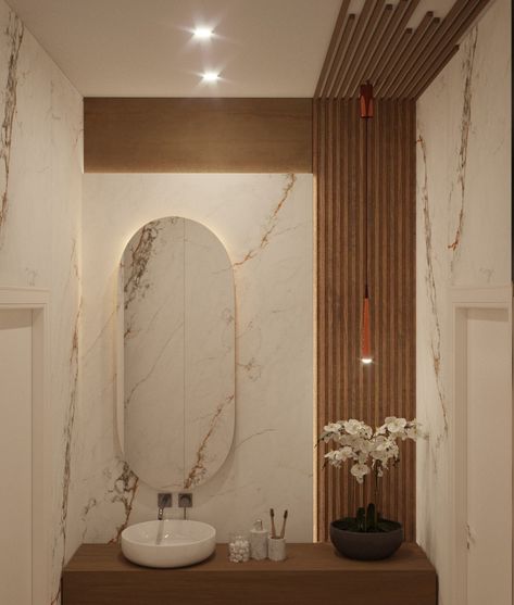 Small Bathroom Renos, Dental Ideas, Wc Ideas, Modern Powder Rooms, Powder Bathroom, Restroom Decor, Luxury Living Room Design, Downstairs Bathroom, Bathroom Renos