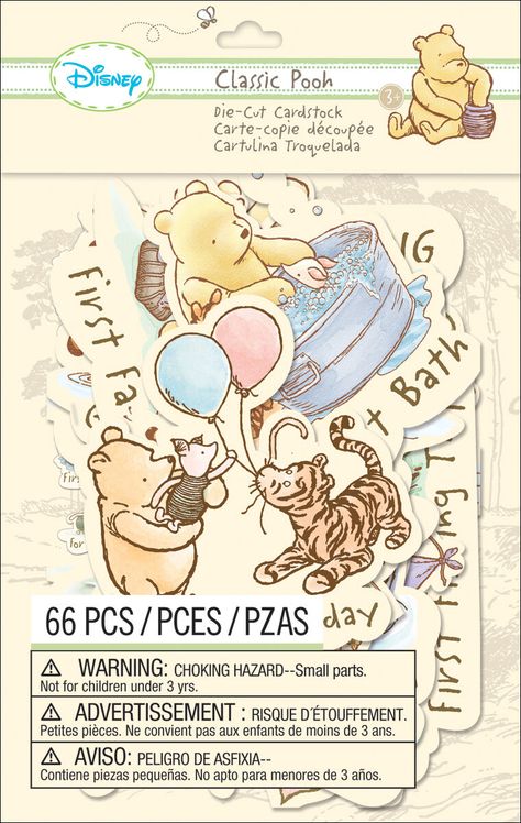 EK SUCCESS - Disney Cardstock Die - Cuts: Classic Pooh Join all of your favorite characters from the Hundred Acre Wood in capturing life's most important moments This package contains sixty - six die - cuts of assorted shape and size (two each of thirty - three designs) WARNING - CHOKING HAZARD - Small parts Not for children under 3 years Acid and lignin free Imported Baby Scrapbook Album, Winnie The Pooh Nursery, Classic Pooh, Disney Baby Shower, Winnie The Pooh Birthday, Winnie The Pooh Friends, Vintage Winnie The Pooh, Ffa, Baby Bear Baby Shower