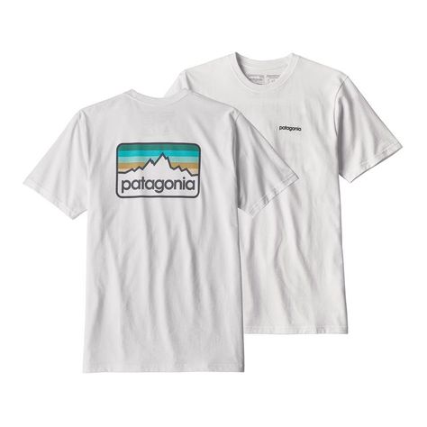 Patagonia Men's Line Logo Badge Cotton/Poly Responsibili-Tee® Okaloosa Island, Men's Graphic Tees, Mens Outdoor Clothing, Line Logo, Bogg Bag, Logo T Shirts, Logo Badge, Outdoor Clothing, Outdoor Outfit