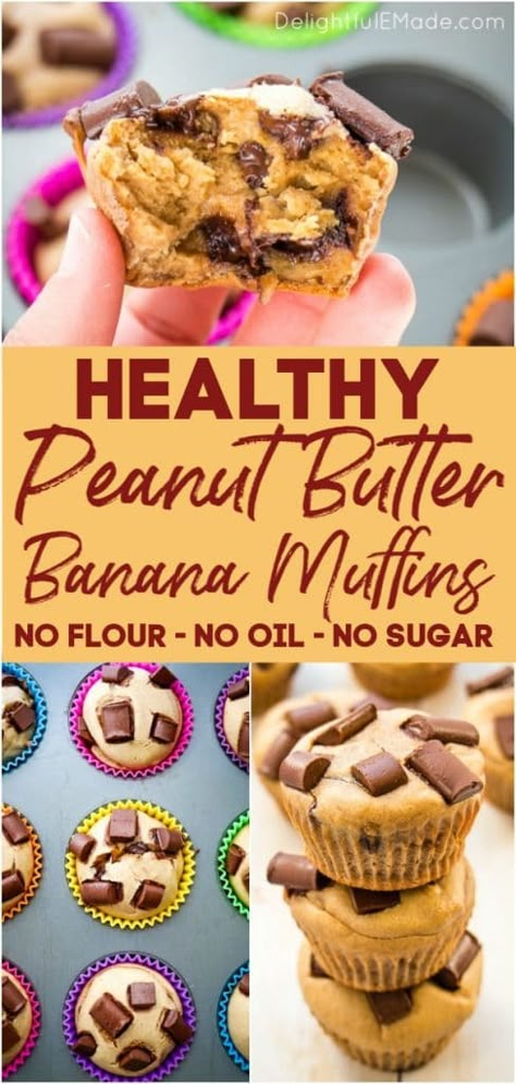 Toddler Peanut Butter Banana Muffins, Healthy Banana Peanut Butter Recipes, Protein Muffins With Bananas, Low Carb Banana Recipes Healthy, Health Banana Muffins, Bariatric Banana Recipes, Toddler Protein Muffins, Healthy Chocolate Banana Muffins, Low Sugar Baked Goods