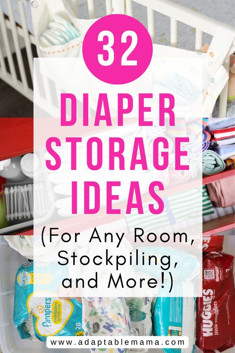 Check out here various diaper storage ideas for a small bedroom, the living room, for stockpiling diapers, and even for a DIY diaper storage! #newmomtips #firsttimemomtips #newborncare #babycare #diapertips #nursery #nurseryroom Sippy Cup Storage Ideas, Diy Nursery Storage Ideas, Diaper Station Organization, Small Nursery Storage Ideas, Baby Storage Ideas For Small Spaces, Diaper Organizer Ideas, Baby Organization Ideas Small Space, Baby Storage Ideas, Diaper Storage Ideas