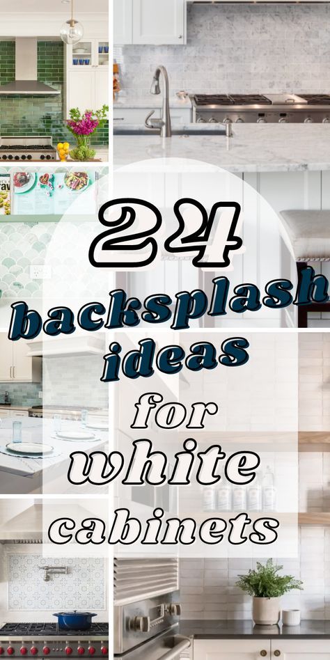 Classic Backsplash, Kitchen Cabinets And Backsplash, Backsplash Kitchen White Cabinets, Backsplash For White Cabinets, Backsplash Trends, Kitchen Backsplash Trends, Backsplash With White Cabinets, Unique Kitchen Backsplash, Home Inspo Living Room