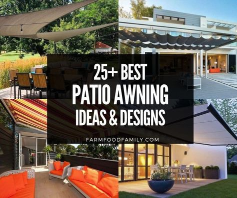 30+ Best DIY Patio Awning Ideas and Designs (With Pictures) For 2022 Patio Awnings Ideas, Patio Awning Attached To House, Deck Awning Ideas, Wood Pergola Patio, Awning Ideas Patio, Awning Ideas, Inexpensive Landscaping, Diy Awning, Fabric Awning