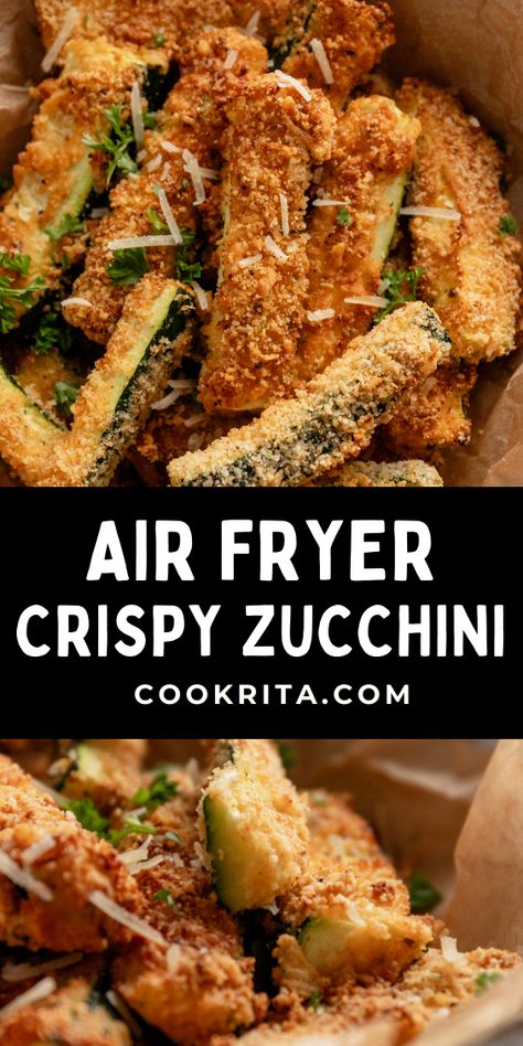 Braeded Zucchini Fries Keto Recipes For Air Fryer Oven, Airfryer Recipes Healthy Veggies, Air Fryer Recipes For Zucchini, Zucchini Wedges In Air Fryer, Air Fryer Veggie Fries, Best Fried Zucchini Recipe, Healthy Low Carb Sides, Air Fryer Sides Dishes, Easy Air Fryer Appetizers