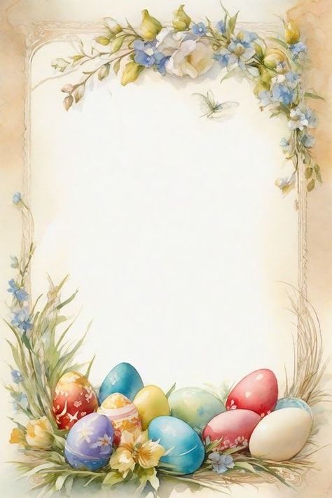 Free Printable Easter Pictures, Easter Frame, Easter Backdrops, Easter Templates, Easter Illustration, Easter Backgrounds, Vintage Paper Background, Easter Printables Free, Vintage Flowers Wallpaper