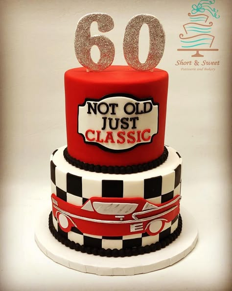 Car Themed Cake, 60th Birthday Cake For Men, 60th Birthday Ideas For Dad, Car Cakes For Men, 65 Birthday Cake, Classic Cars Birthday Party, Cake Car, Cars Theme Cake, Car Cakes