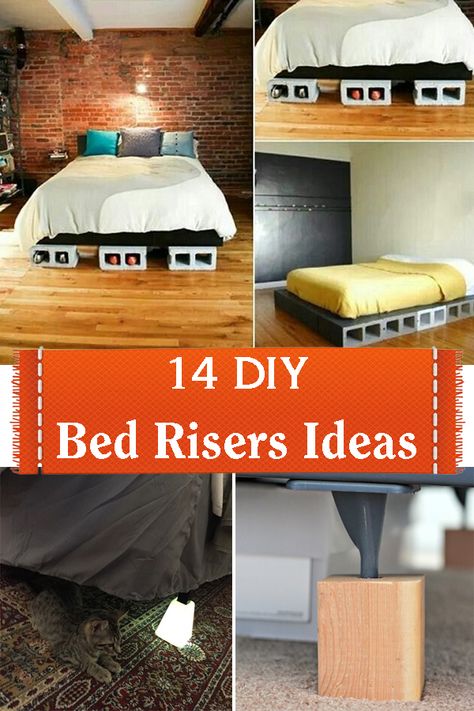 Diy Bed Risers How To Make, How To Raise Bed Frame Diy, How To Make Your Bed Taller, How To Raise Your Bed Higher For Storage, How To Raise Bed Frame Higher, Raise A Bed Frame, Bed Lifters Diy, Diy Boxspring Bed Frame, Diy Bed Risers Easy