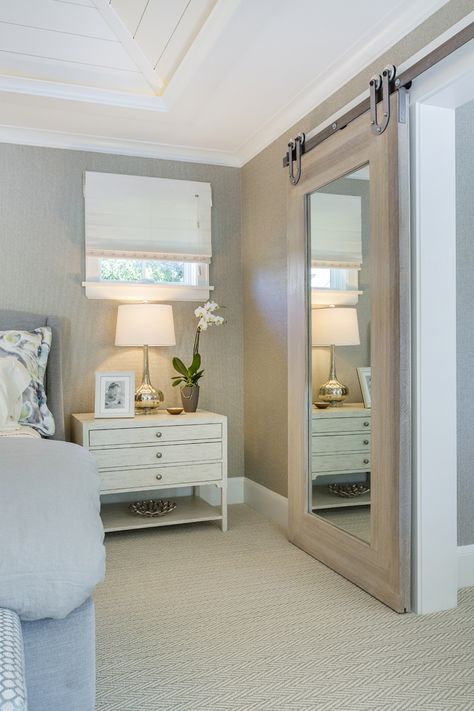 House of Turquoise: Mpls.St.Paul Magazine ASID MN Showcase Home Bedroom Barn Door, Mirror Barn Door, Room Door Decorations, White Barn Door, Barn Door Designs, House Of Turquoise, Coastal Farmhouse, Amazing Ideas, Interior Barn Doors