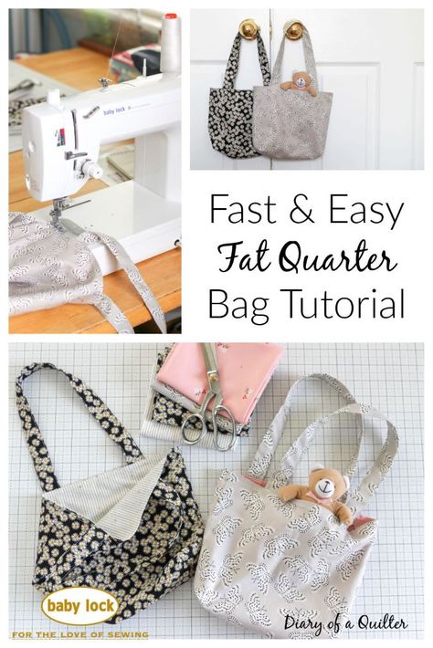 Easy Fat Quarter Bag Tutorial | Sewing | Diary of a Quilter Fat Quarter Bag, Fat Quarter Sewing Projects, Diary Of A Quilter, Fat Quarter Projects, Tote Bag Pattern Free, Tutorial Sewing, Diy Tote, Sewing Machine Projects, Bag Pattern Free