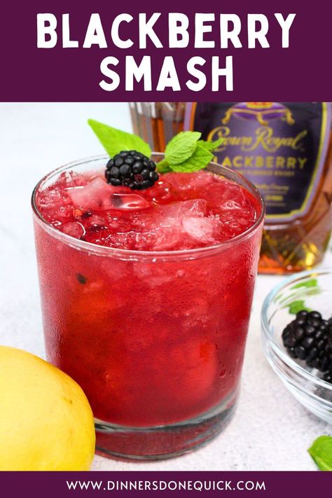 Hey folks, looking for a tasty summer sipper? Dive into my Blackberry Smash recipe featuring Crown Royal Blackberry Whiskey! Whip up this refreshing drink in minutes and enjoy the burst of juicy berries with every sip. Perfect for sunny days or laid-back evenings with friends. Ready to shake things up? Pin it now! 🍹 Blackberry Crown Royal Recipes, Crown Royal Drinks, Whiskey Drinks, Whiskey Cocktails, Blackberry Cocktail Crown Royal Blackberry Sangria, Blackberry Crown Drinks, Blackberry Crown Royal Recipes, Blackberry Smash Cocktail, Blackberry Drink, Crown Royal Recipes, Crown Drink, Blackberry Smash, Blackberry Whiskey