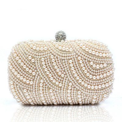 [€ 48.00] Gorgeous Satin/Pearl Clutches/Satchel (012028129) Pearl Clutch Bag, Festival Mode, Beaded Clutch Bag, Pearl Clutch, Rhinestone Clutch, Wedding Clutch, Bridal Clutch, Flower Bag, Evening Purse