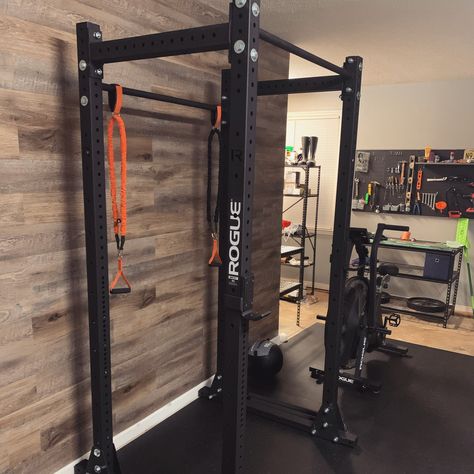 Equipment: Rogue RML-390F & Rogue Echo Bike Garage Home Gym, Muay Thai Gym, Exercise Room, Back Machine, Garage Gym, Garage House, Workout Rooms, Muay Thai, Home Gym