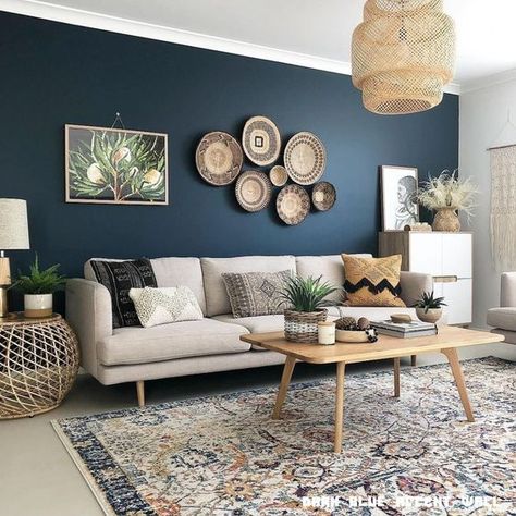 9 Simple Ways to Liven Up Your Living Room on a Budget Blue Walls Living Room, Blue Accent Walls, Living Room Wall Color, Room Wall Colors, Beige Living Rooms, Blue Wall Decor, Accent Walls In Living Room, Room Color Schemes, Living Room Accents