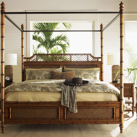 Found it at Wayfair - Island Estate West Indies Four Poster Bed Tommy Bahama Bedroom Furniture, West Indies Bedroom, Tropical British Colonial Interiors, Tommy Bahama Bedroom, British Colonial Interiors, West Indies Decor, Tropical British Colonial, Colonial Bedroom, Four Post Bed