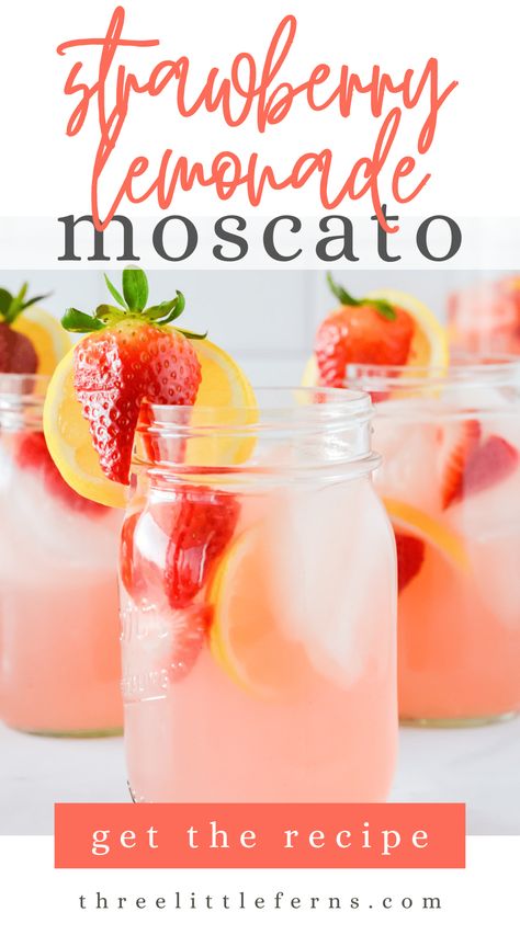 Strawberry Lemonade Pink Moscato Punch is a refreshing and bubbly cocktail perfect for brunch or on a hot afternoon! This pink lemonade moscato punch is a super easy recipe that is great for making in big batches! Bridal Shower Batch Cocktails, Pink Big Batch Cocktails, Brunch Alcoholic Beverages, Bridal Shower Spiked Punch, Pink Lemonade Punch Non Alcoholic, Easy Spiked Punch, Kentucky Derby Punch Recipes, Pink Party Punch Alcohol, Mother’s Day Batch Cocktail